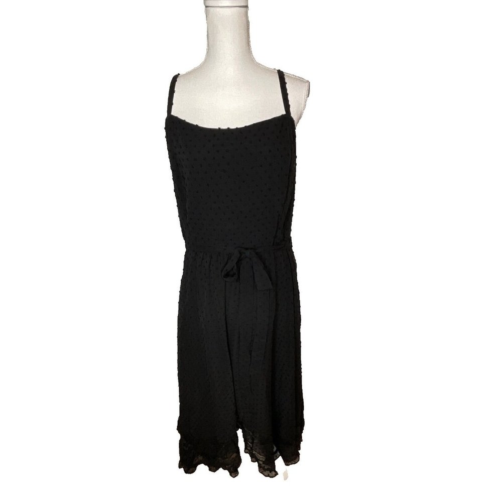 City Chic Women's Sleeveless Smocked Lace Flirty Dress XL Black